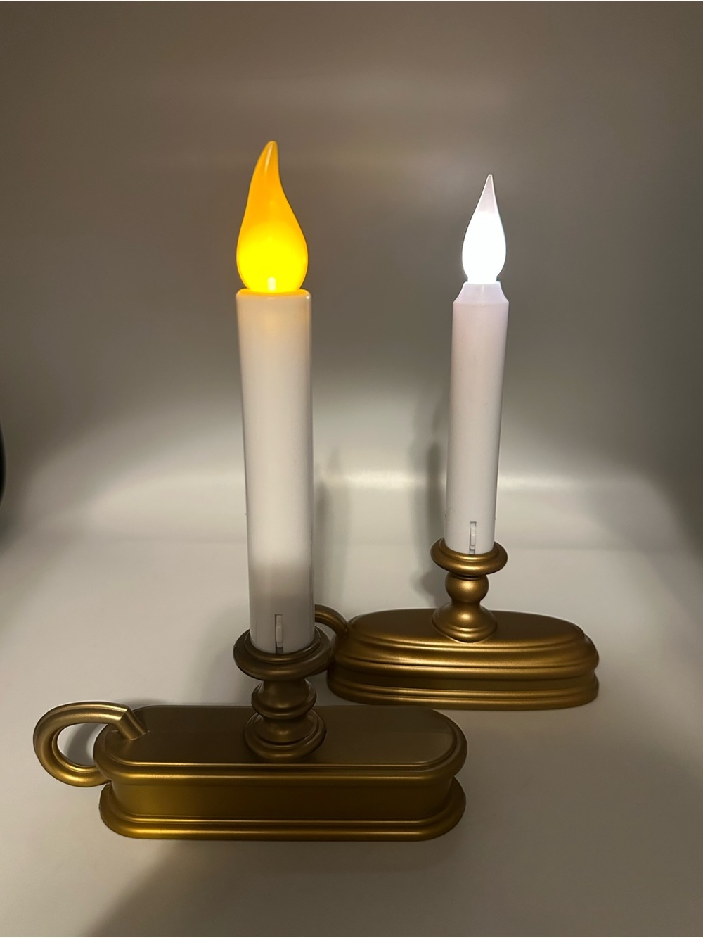 2 Bethlehem WINDOW CANDLES Sensor Steady/Flicker Battery 9” Gold Christmas